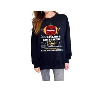 NEW POPPY & PINE go taylor's boyfriend club sweatshirt in black
